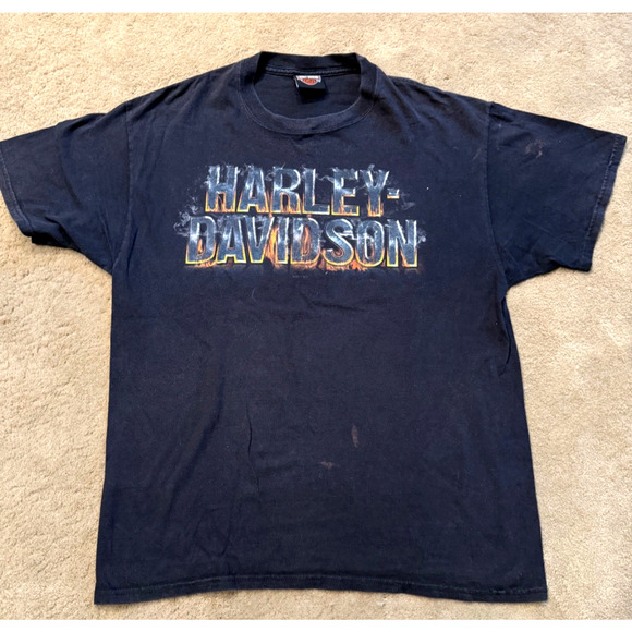 Vintage Harley Davidson Tee Mens Oklahoma City 2000's Back Front Hit Size L - Picture 1 of 8